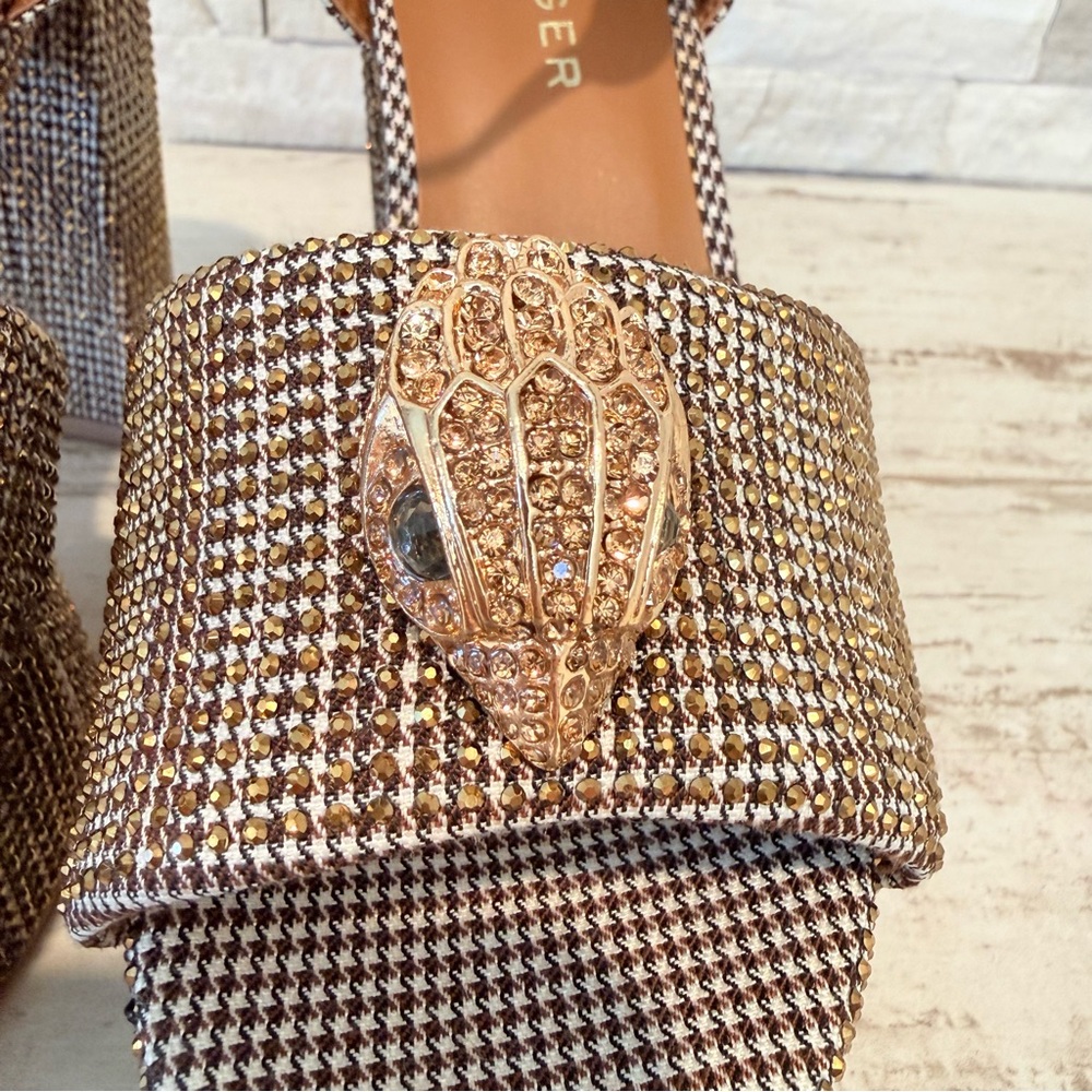 Kurt Geiger London Houndstooth Embellished KENSINGTON PLATFORM HEEL Size 39 NEW - Picture 7 of 16